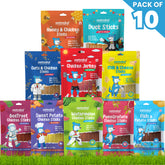 Petoska Dog Treats 100gm Each - Pack Of 10 Flavours Each - Pack Of 10